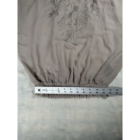 Forever 21 sheer SzM embroidery chiffon top feminine Coquette Boho chic smocked - Picture 10 of 10